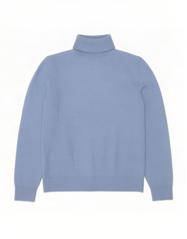 Marks & Spencer Dame Rullehals Jumper Sweater UK 16 Large Blue Polyester