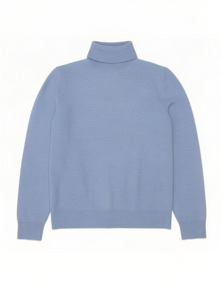 Marks & Spencer Dame Rullehals Jumper Sweater UK 16 Large Blue Polyester