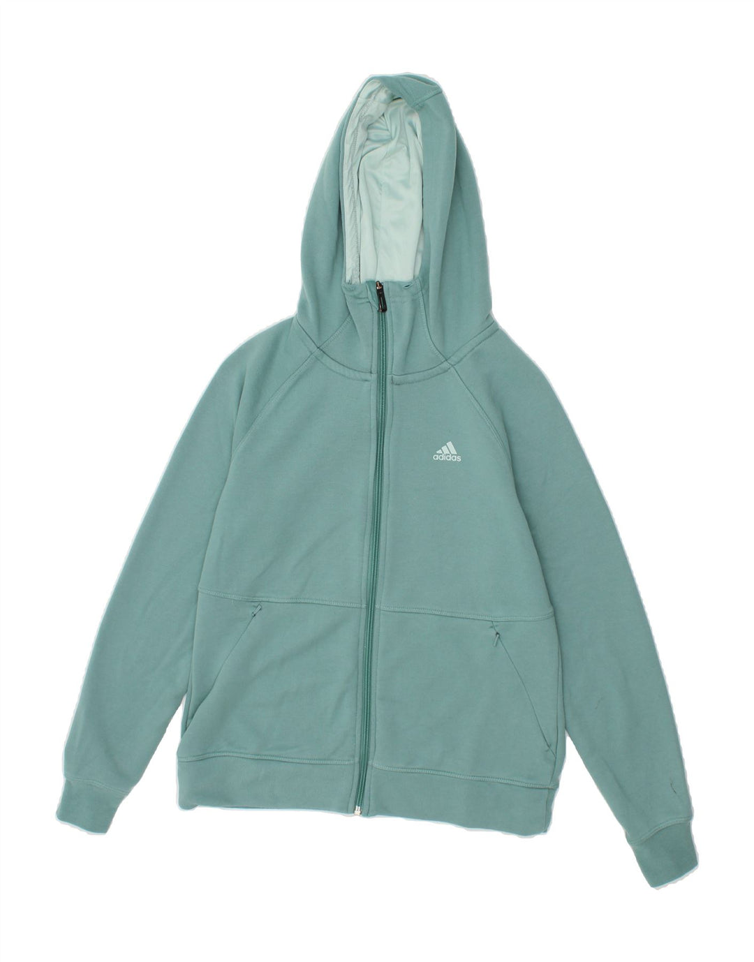 ADIDAS Womens Zip Hoodie Sweater UK 12 Medium Blue Polyester Vintage Adidas and Second-Hand Adidas from Messina Hembry 