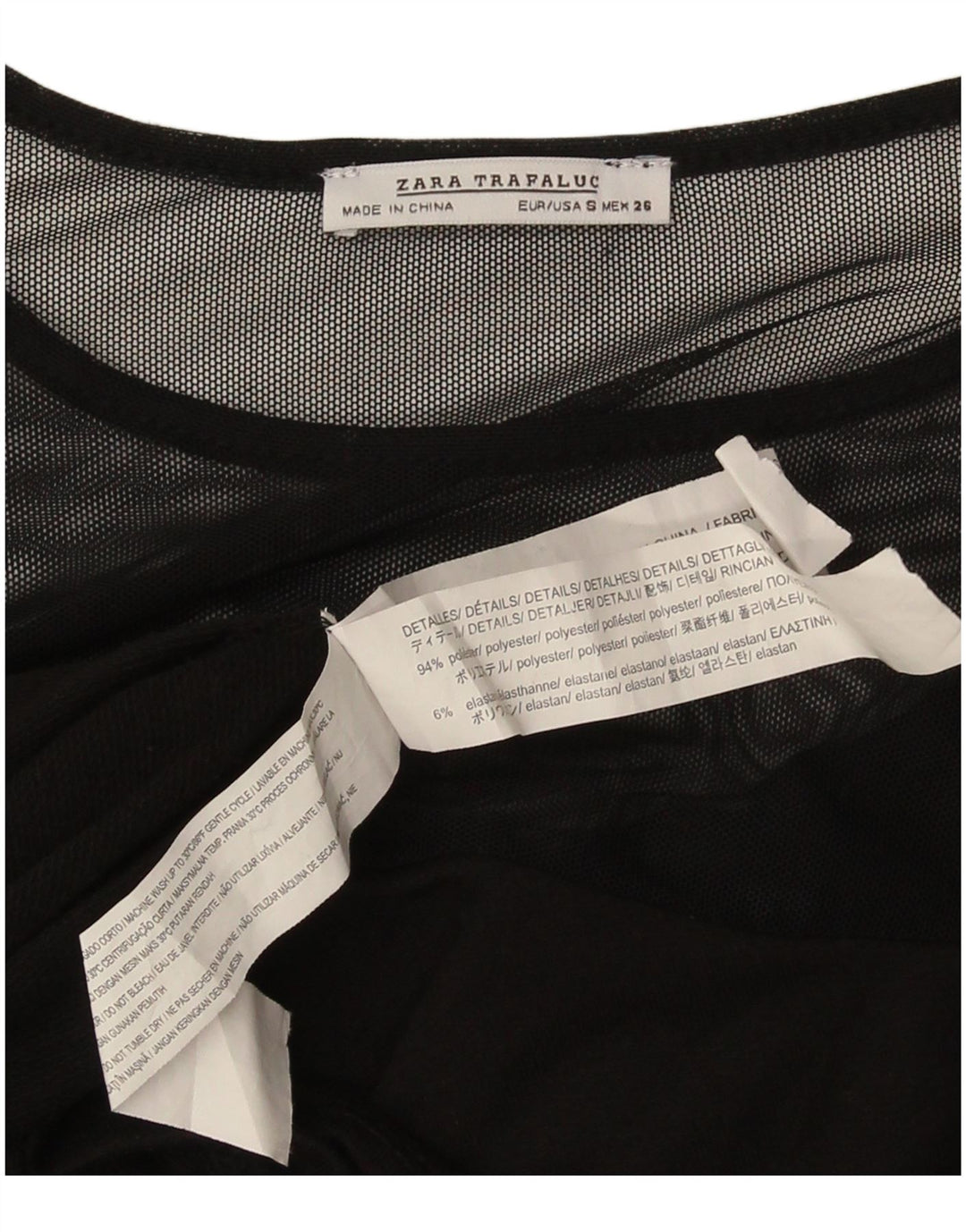 Zara Dame Langærmet Skift Kjole UK 10 Small Black Polyester