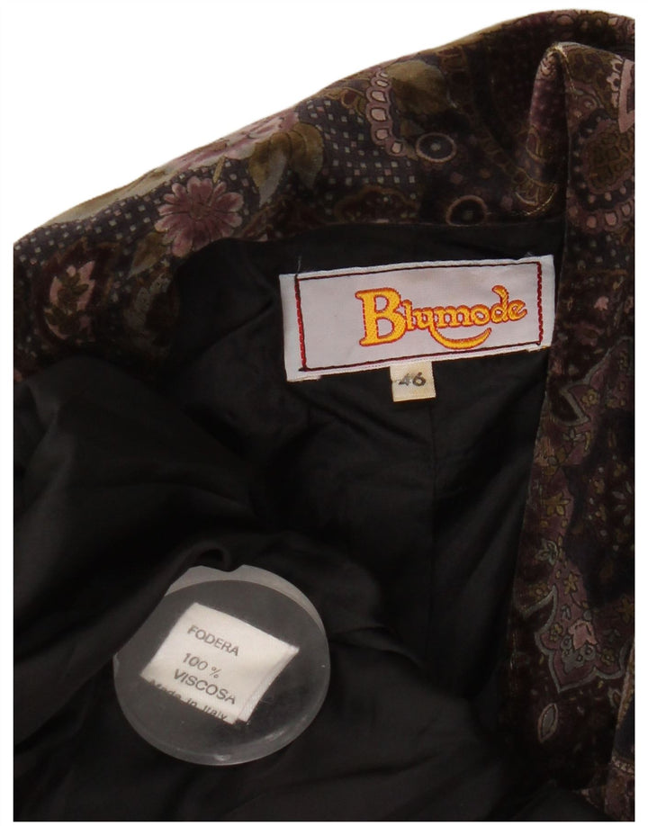 Blumode Dame 2 Button Blazer Jacket EU 46 XL Brun Blomster