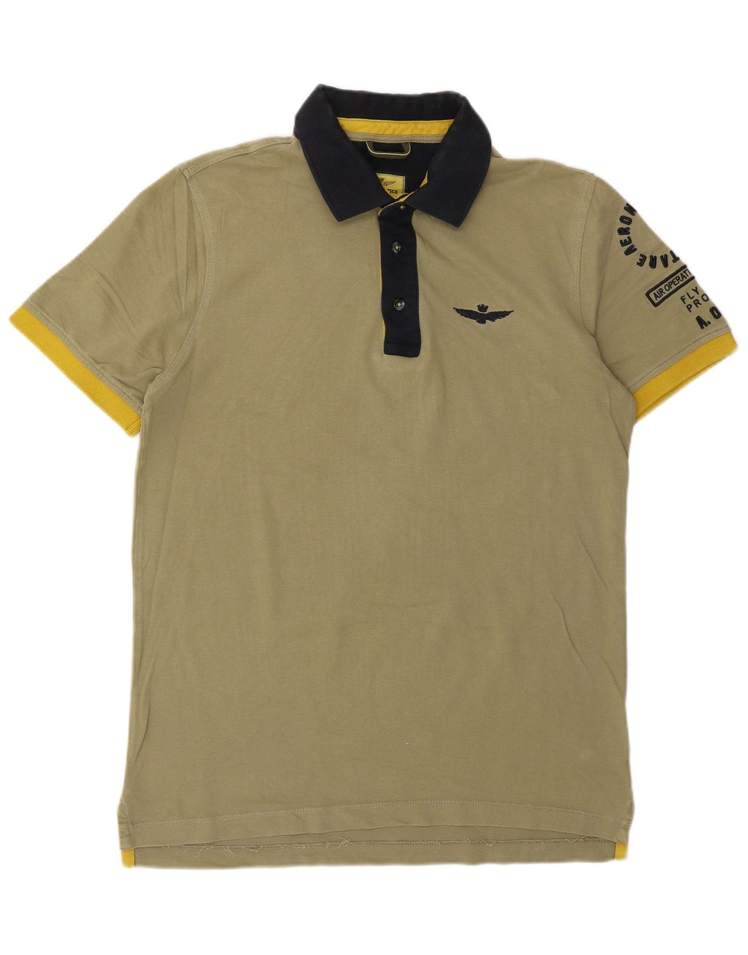 AERONAUTICA MILITARE Grafisk Slim Fit Poloshirt til mænd Medium Khaki Bomuld