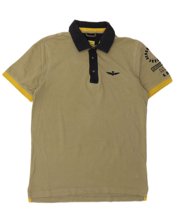 AERONAUTICA MILITARE Grafisk Slim Fit Poloshirt til mænd Medium Khaki Bomuld