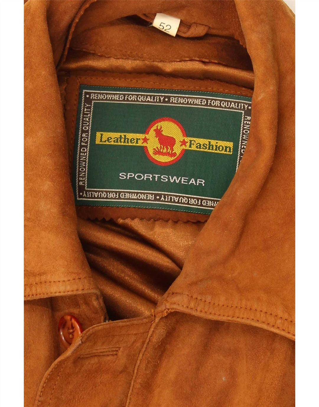 Vintage herre ruskindsjakke IT 52 XL brunt læder