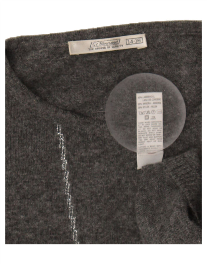 ST. BERNARD Womens Crew Neck Jumper Sweater UK 14-16 Large Grey Lambswool Vintage St. Bernard and Second-Hand St. Bernard from Messina Hembry 