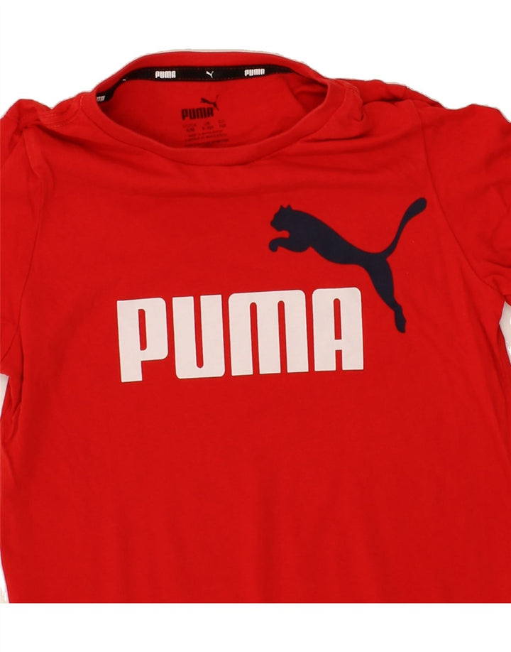 PUMA Boys Graphic T-Shirt Top 9-10 Years Red Cotton Vintage Puma and Second-Hand Puma from Messina Hembry 