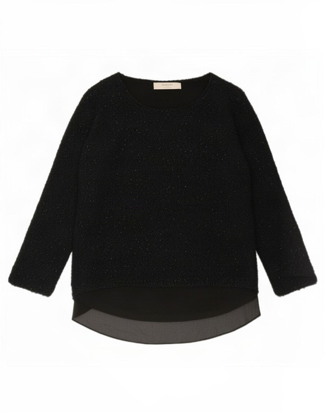 Zara Dame Langærmet Tunika Top UK 16 Stor Sort Polyester
