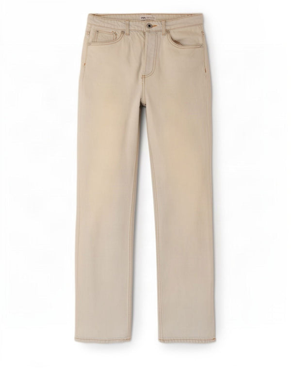 Zara Dame Højtaljede Straight Jeans EU 34 2XS W24 L32 Blå