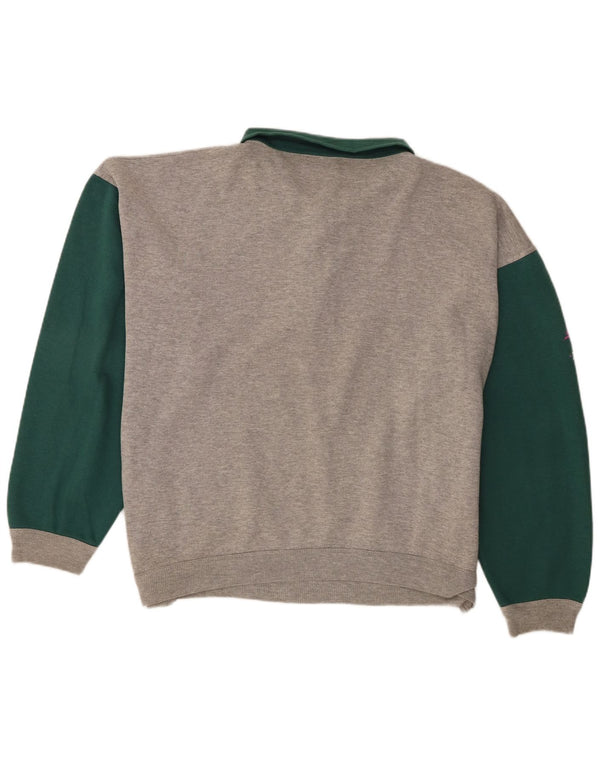 Roby Herre Polo Neck Sweatshirt Jumper 2XL Grå Colourblock Bomuld