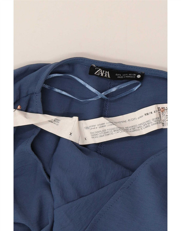 Zara Dame Ærmeløs Playsuit UK 16 Large Blue Polyester
