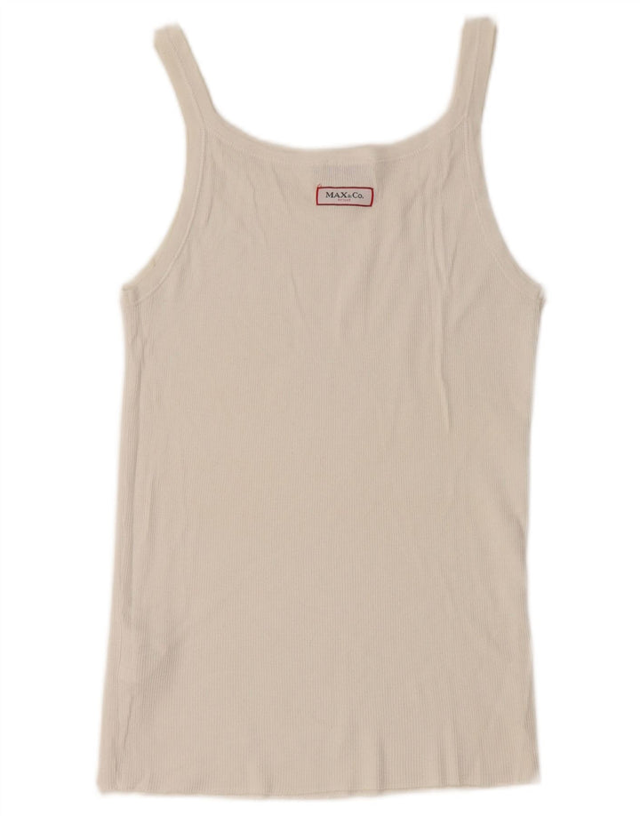 Max & Co. Dame Crop Cami Top UK 12 Medium White Bomuld
