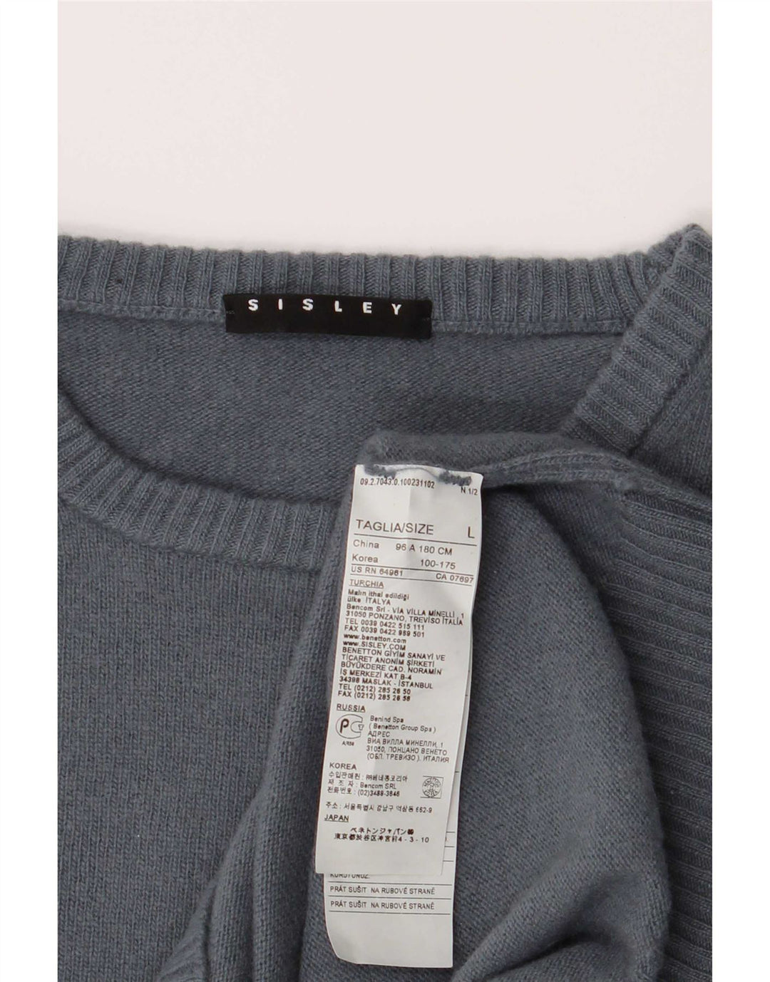 Sisley Dame sweater med rund hals DK 16 Stor grå uld