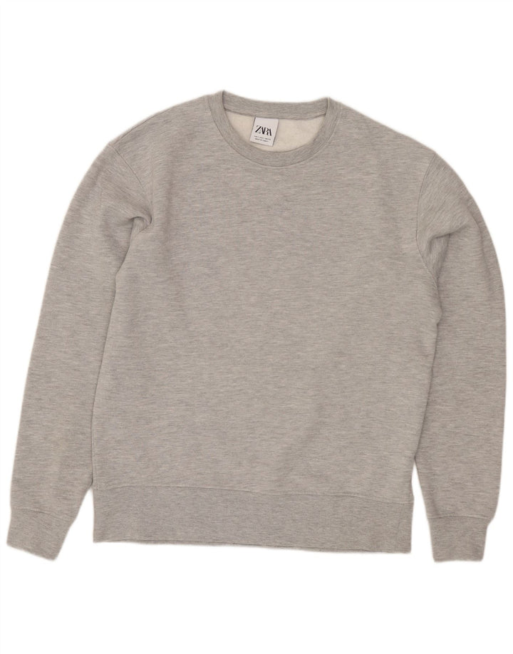 Zara Sweatshirt til mænd, lille grå flækket bomuld