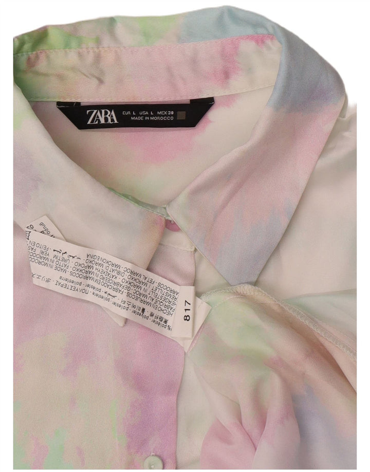 Zara Kvinders Oversized Skjortekjole UK 16 Large Multicolor Tie Dye