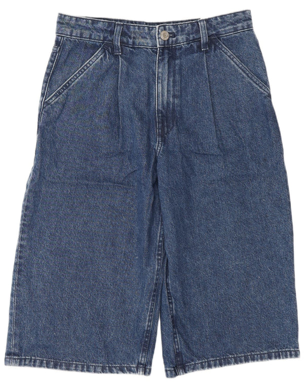 Zara Dame Relaxed Fit Denim Højtaljede Bermuda Shorts EU 34 2XS W24 Blå