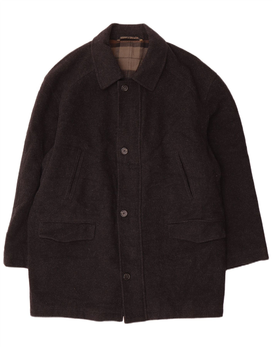 Marks & Spencer Herre Overfrakke UK 40 Large Grey Virgin Wool