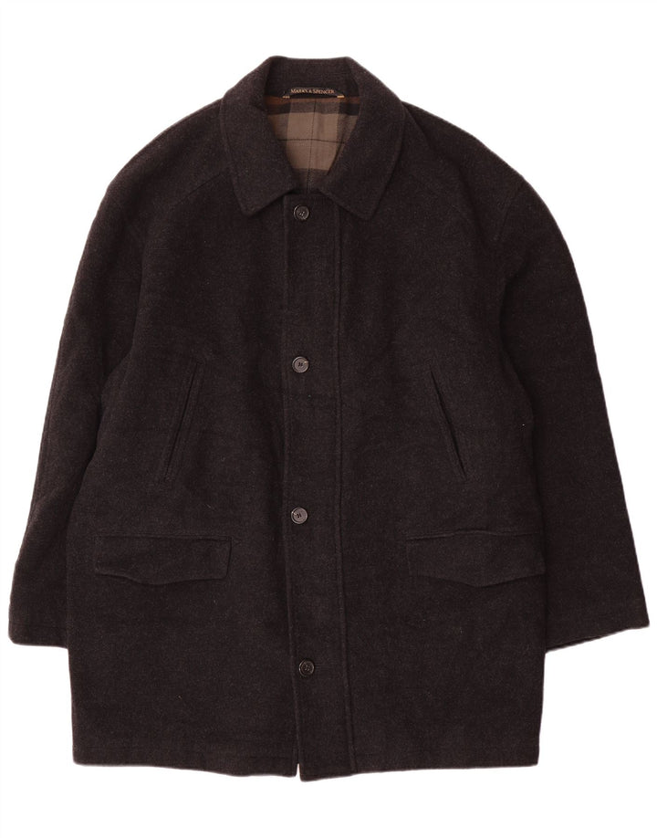 Marks & Spencer Herre Overfrakke UK 40 Large Grey Virgin Wool
