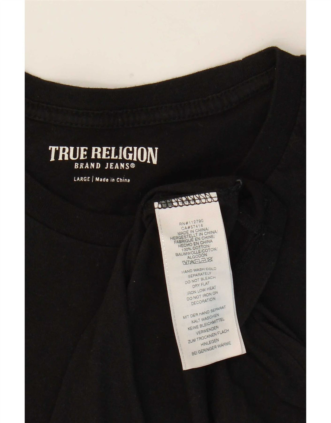 True Religion Herre grafisk T-shirt Top Stor sort bomuld