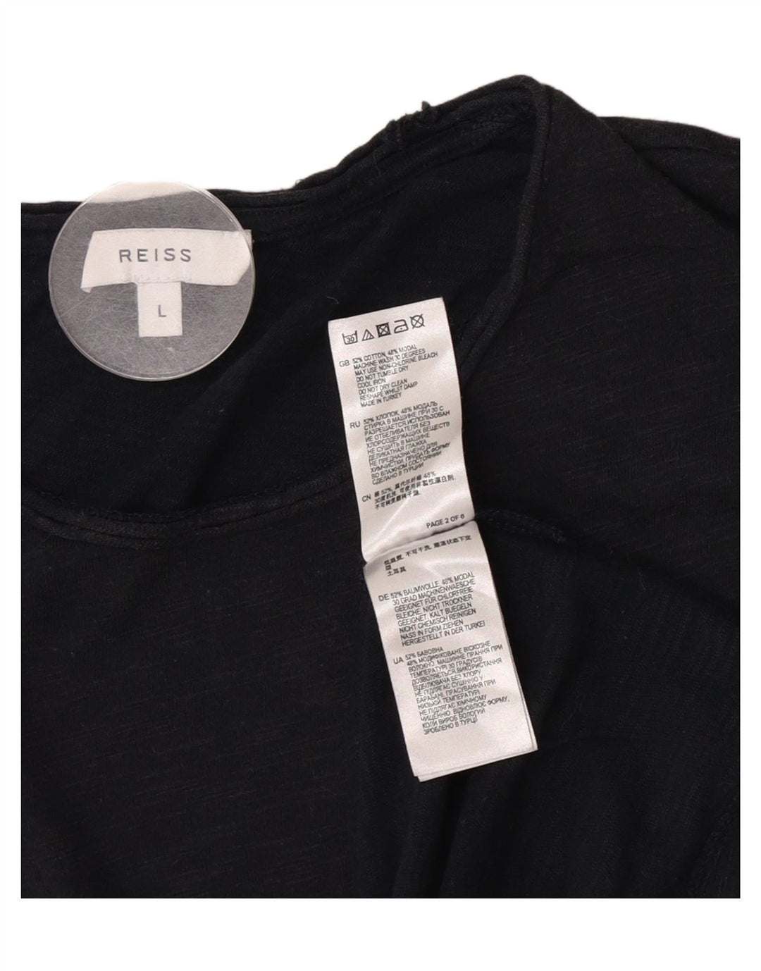 Reiss Herre T-Shirt Top Stor Sort Flecked Bomuld