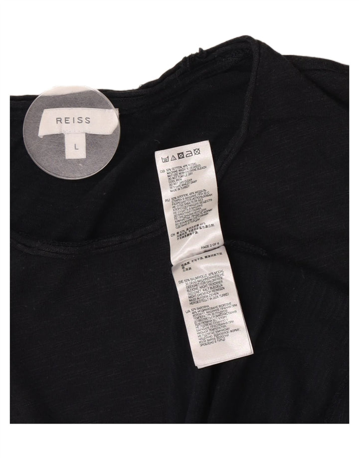 Reiss Herre T-Shirt Top Stor Sort Flecked Bomuld