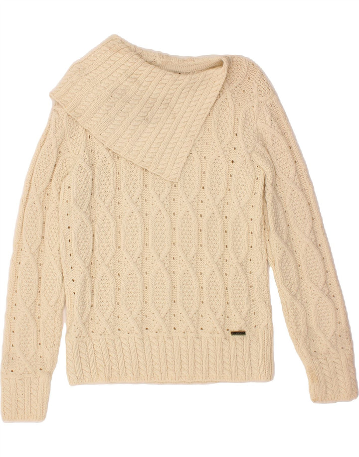 BLARNEY Womens Shawl Neck Jumper Sweater UK 14 Medium Beige Vintage Blarney and Second-Hand Blarney from Messina Hembry 