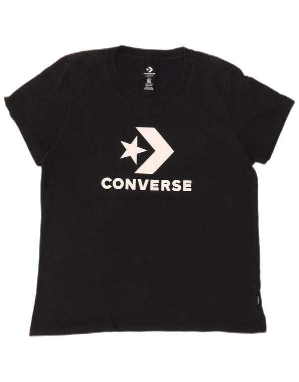 Converse Womens Classic Fit Graphic T-Shirt Top UK 18 XL Black