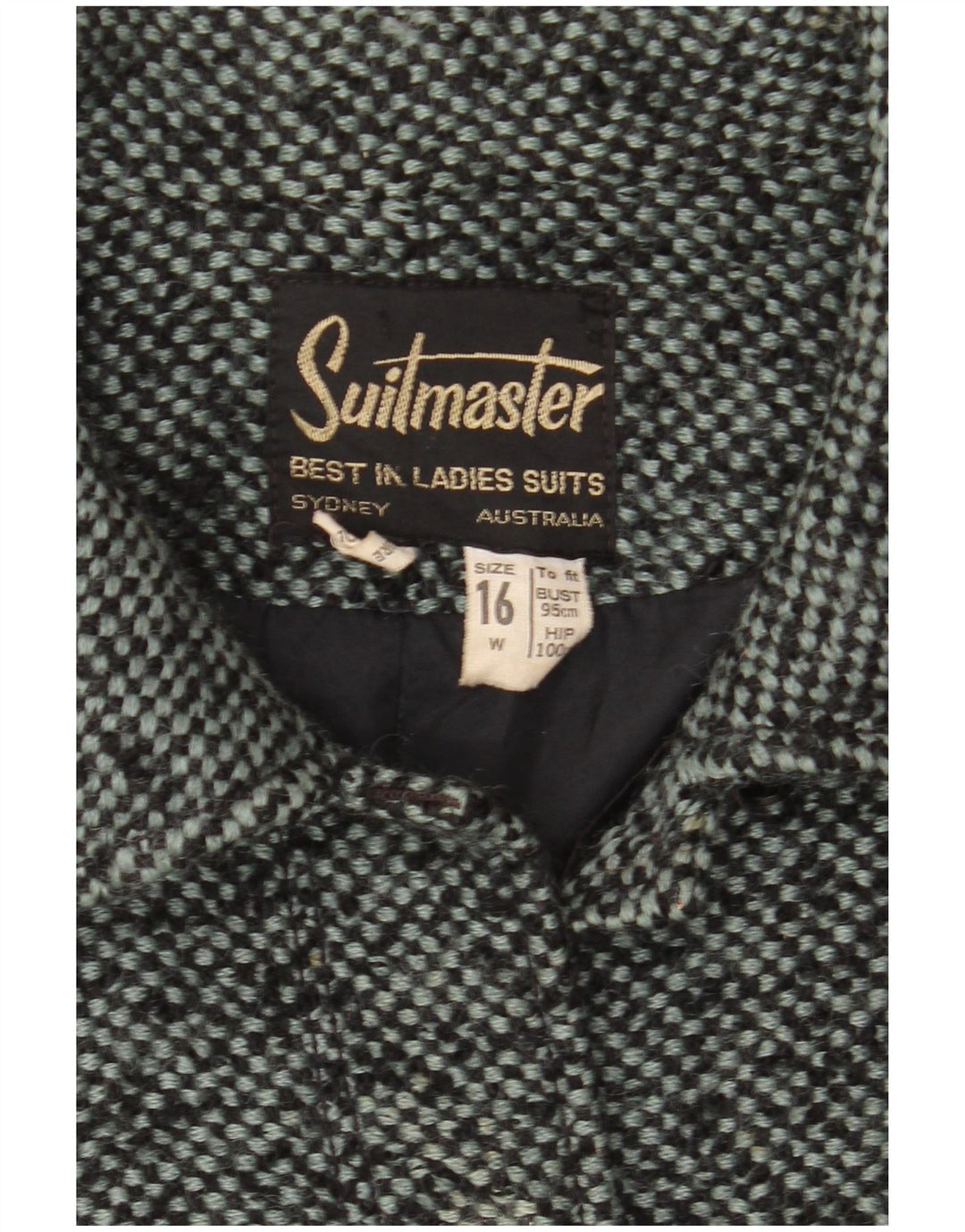 VINTAGE Dame 6-knaps blazerjakke UK 16 Large Grey Flecked Wool