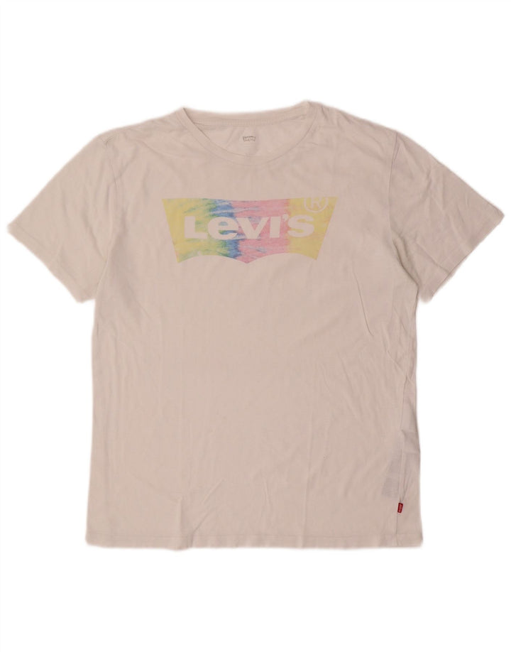 LEVI'S Mens Graphic T-Shirt Top Medium White Cotton Classic