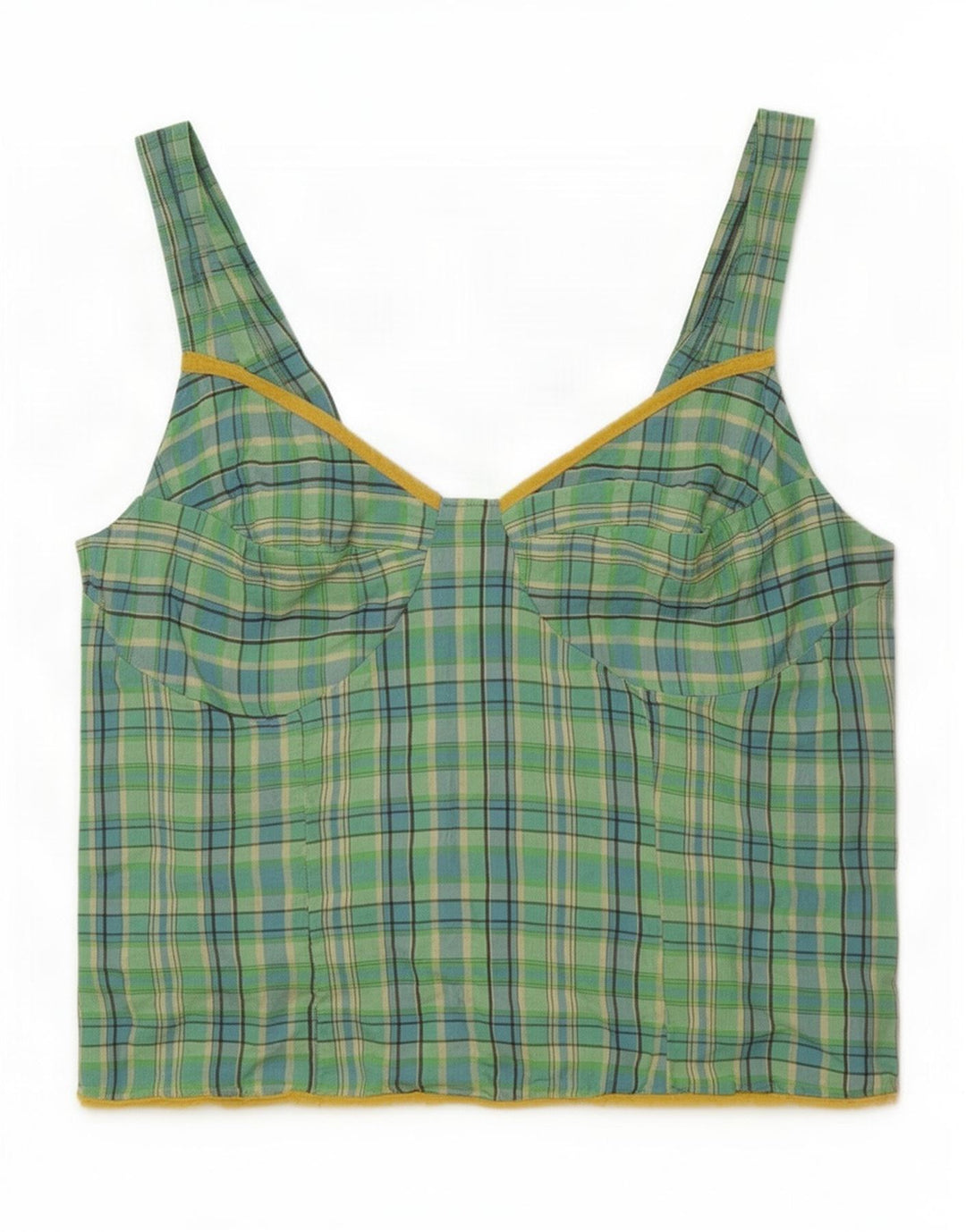 Vintage Dame Cami Top IT 44 Medium Green Check Acetate