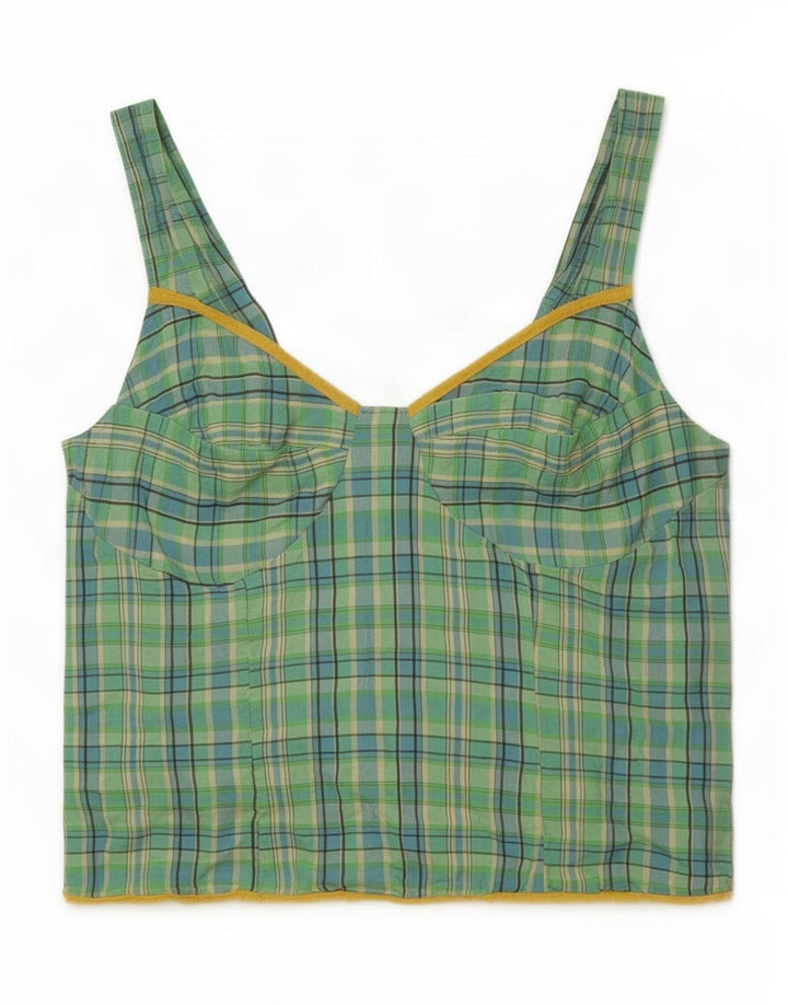 Vintage Dame Cami Top IT 44 Medium Green Check Acetate