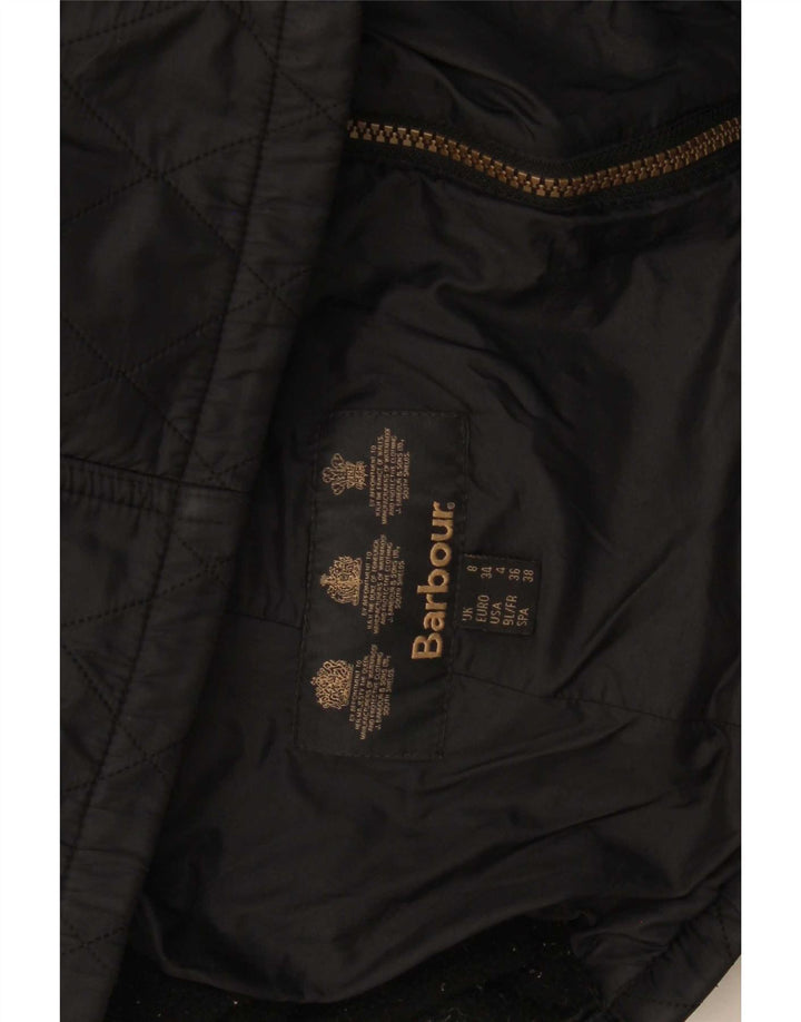 Barbour Dame Hætte Quiltet Jakke UK 8 Lille Sort