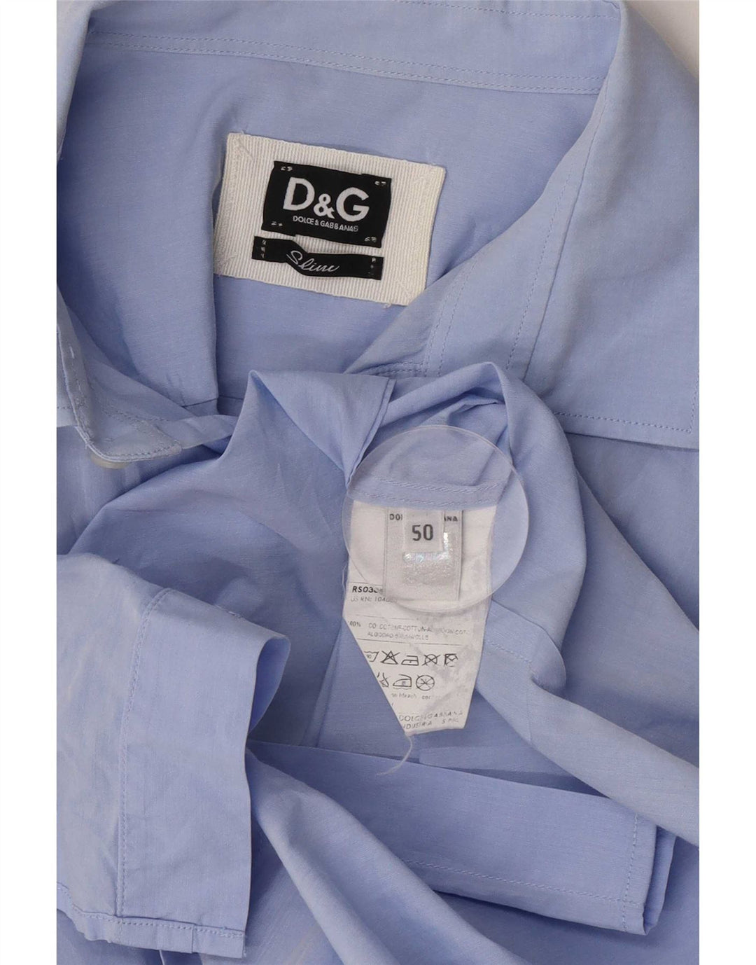 Dolce & Gabbana Herre Slim Fit Skjorte IT 50 Medium Blue Cotton