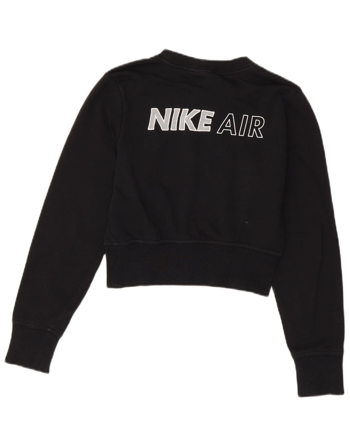 NIKE Womens Crop Graphic Sweatshirt Jumper UK 6 XS Sort bomuld