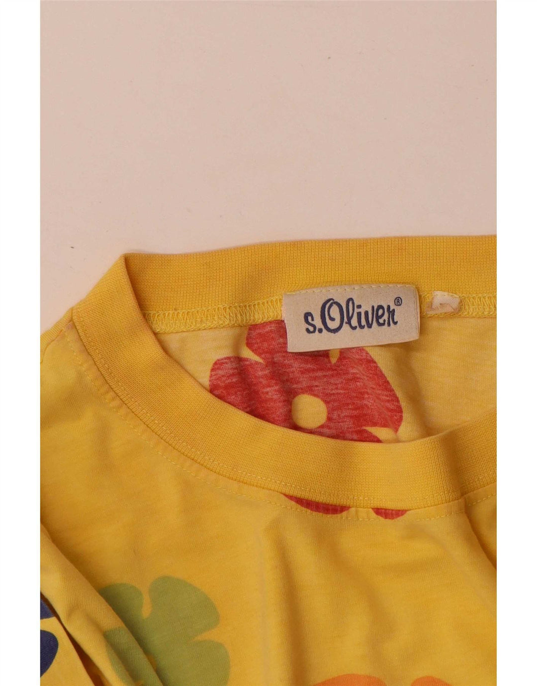 S.Oliver Herre Grafisk T-Shirt Top Stor Gul Colourblock