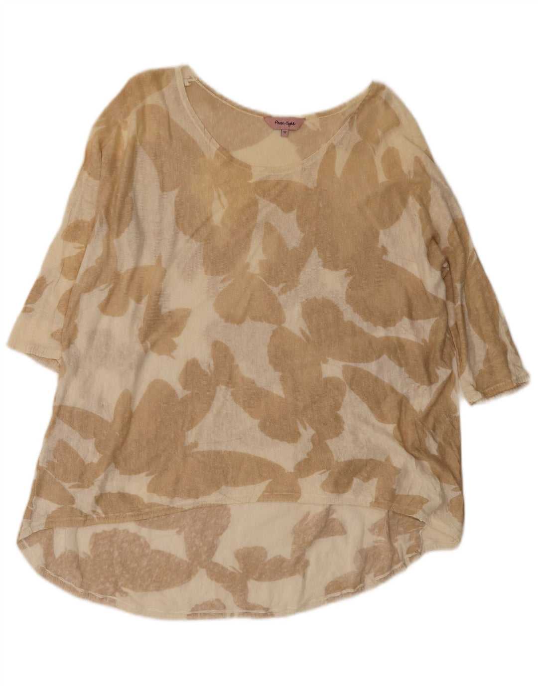 Phase Eight Dame 3/4-ærmet tunikatop UK 12 Medium Beige Butterfly