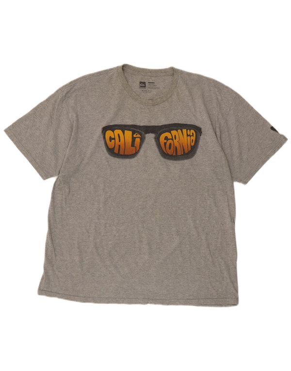Quiksilver Herre Grafisk T-Shirt Top XL Grå Bomuld
