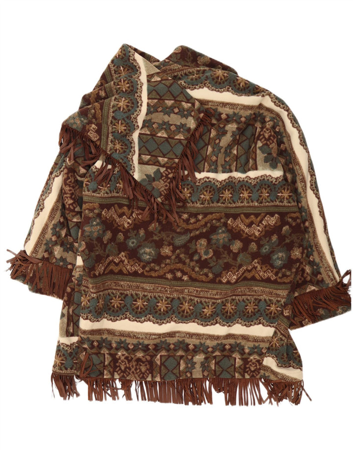 Castellani Womens Open Poncho Coat UK 22 3XL Brun Geometrisk