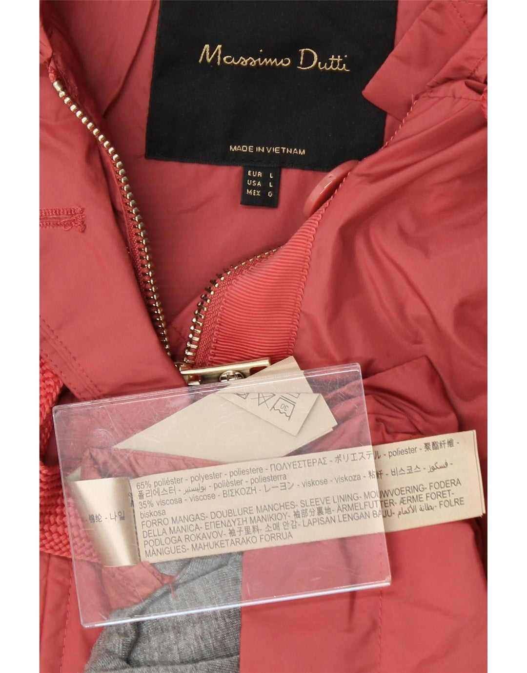 MASSIMO DUTTI Womens Hooded Windbreaker Jacket UK 16 Large Pink Polyester Vintage Massimo Dutti and Second-Hand Massimo Dutti from Messina Hembry 