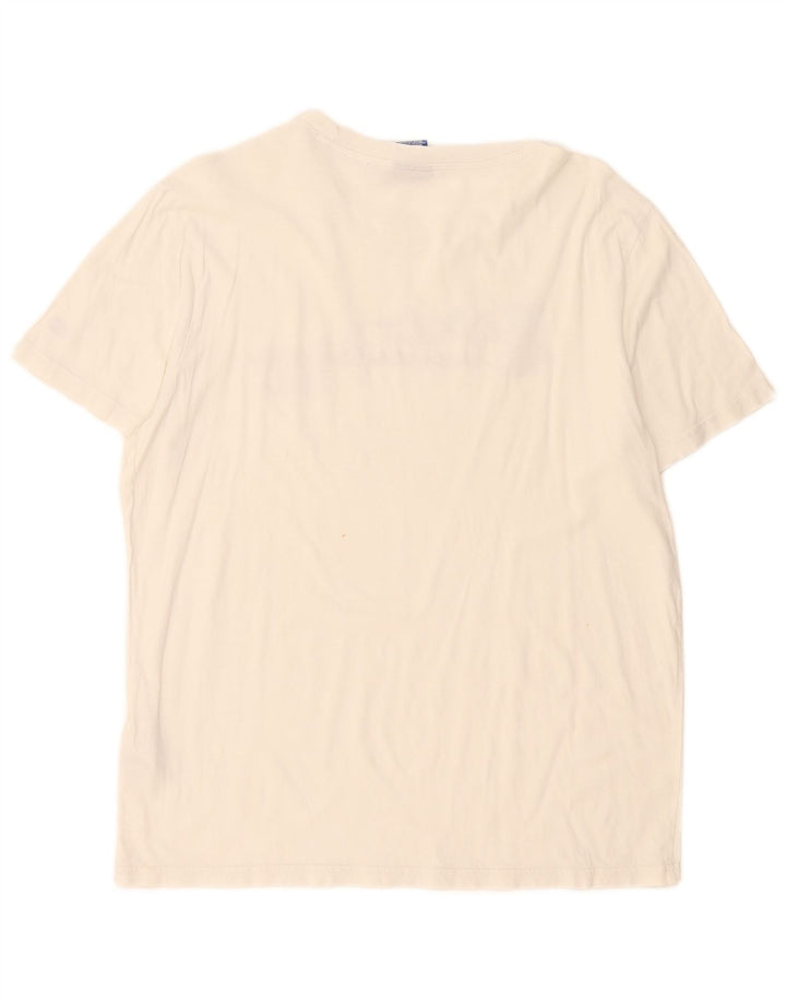 Champion Herre Grafisk T-Shirt Top Stor Hvid Bomuld