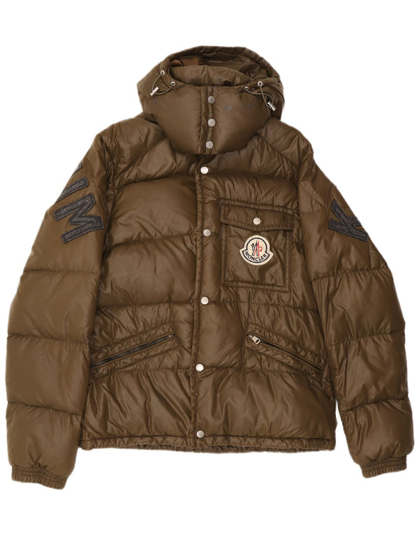 Moncler Herre grafisk hættepolstret jakke Størrelse 5 2XL Khaki Polyamid