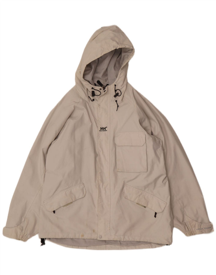 Helly Hansen Regnjakke med hætte til mænd UK 40 Large Off White Nylon