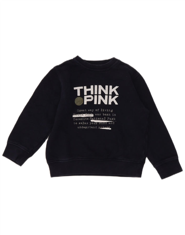 Tænk Pink Boys Grafisk Regular Fit Sweatshirt Jumper 4-5 år Navy Blue