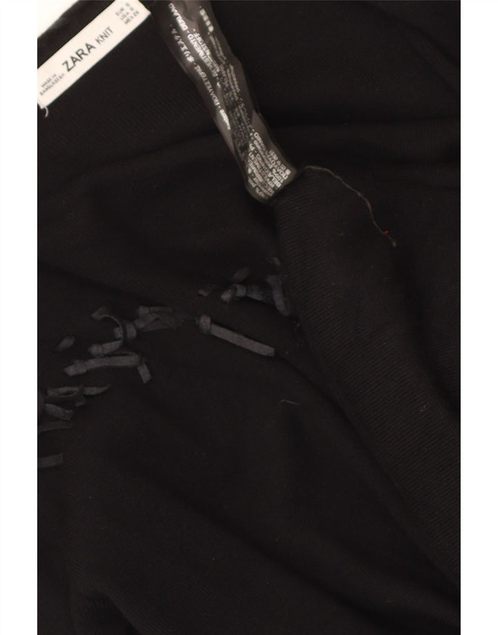 Zara Dame Asymmetrisk Åben Cardigan Sweater UK 10 Lille Sort Polyester