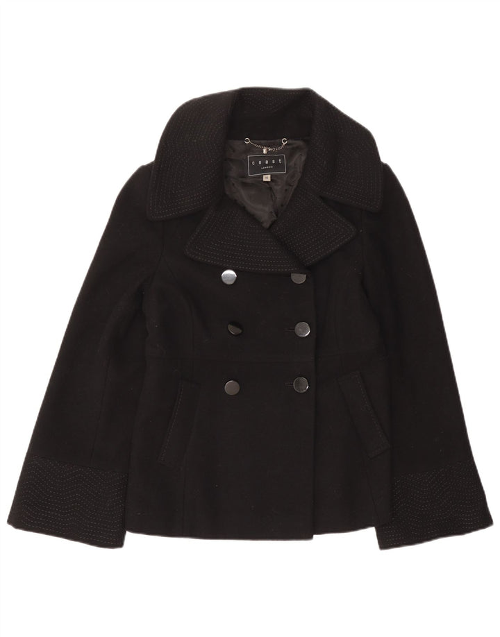 Coast Womens Pea Coat UK 10 Small Black Wool