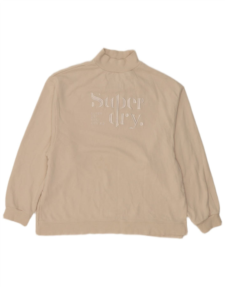Superdry Womens Grafisk Oversized Sweatshirt Jumper UK 12 Medium Beige