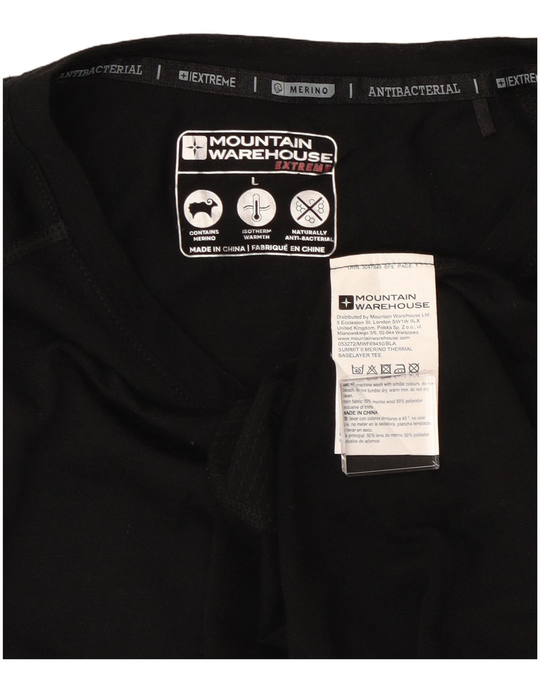 Mountain Warehouse Herre T-Shirt Top Stor Sort Uld