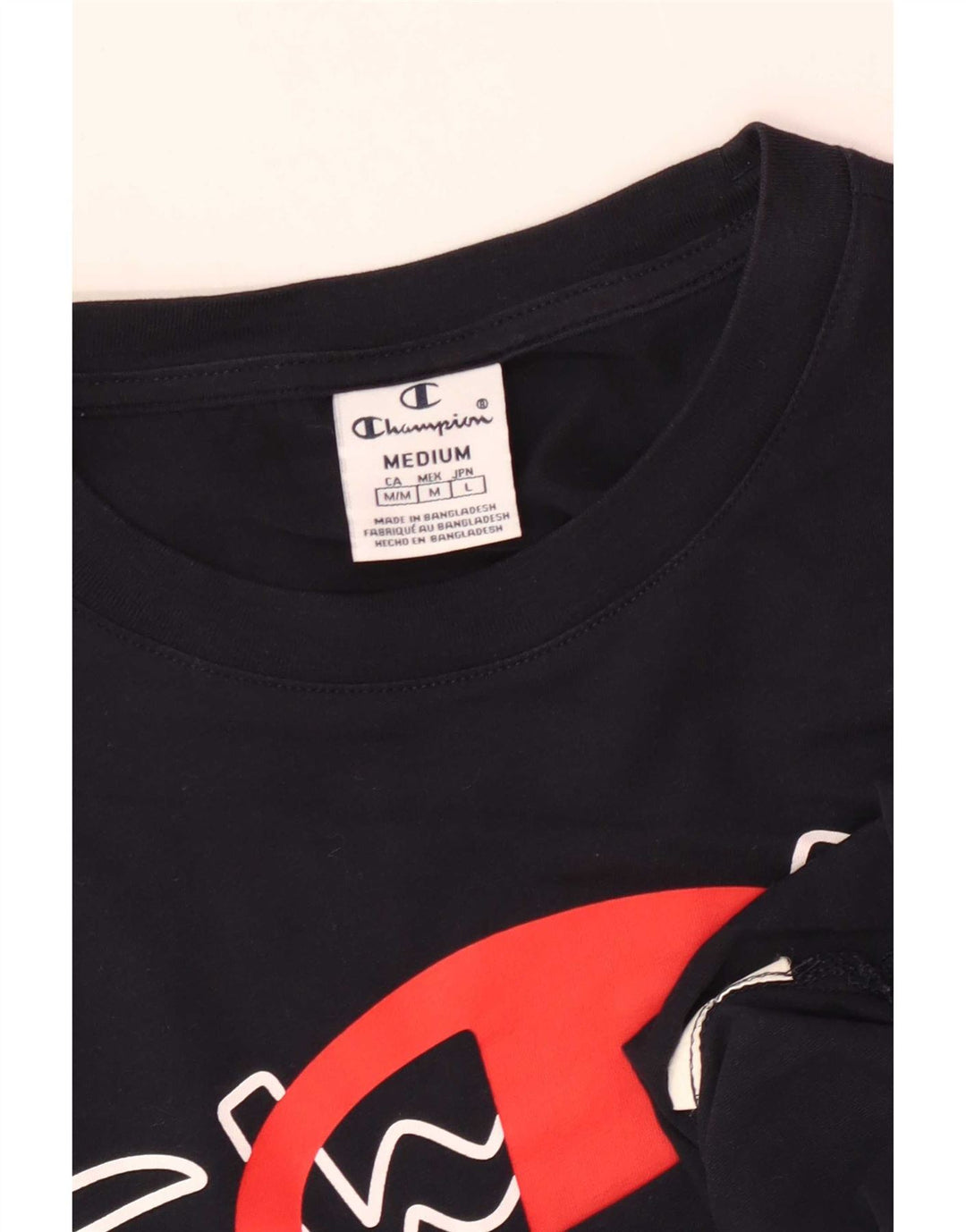 Champion Dame Grafisk T-Shirt Top UK 12 Medium Navy Blue