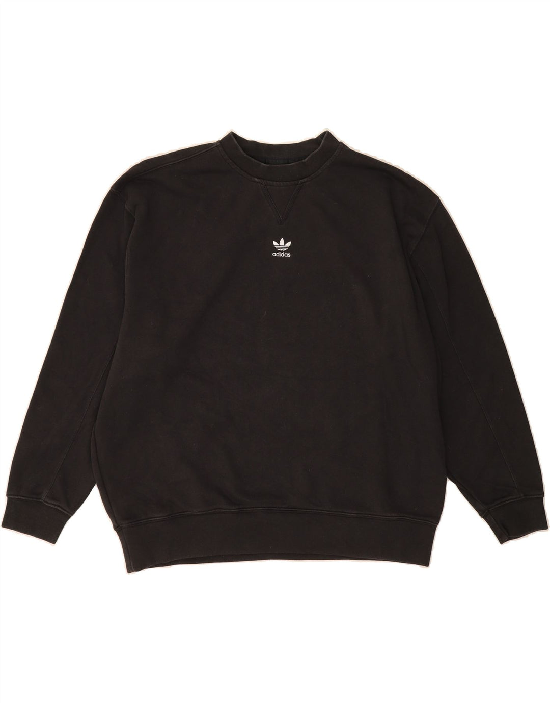 ADIDAS Womens Oversized Sweatshirt Jumper UK 4 XS Black Cotton Vintage Adidas and Second-Hand Adidas from Messina Hembry 