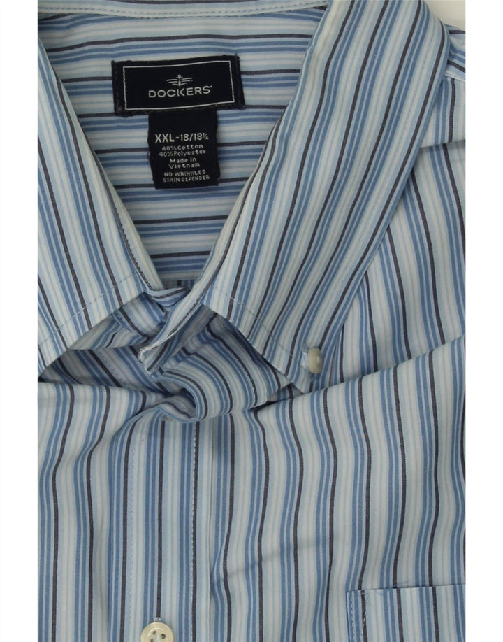 DOCKERS Mens Shirt Size 18  1/2 2XL Blue Striped Cotton Vintage Dockers and Second-Hand Dockers from Messina Hembry 