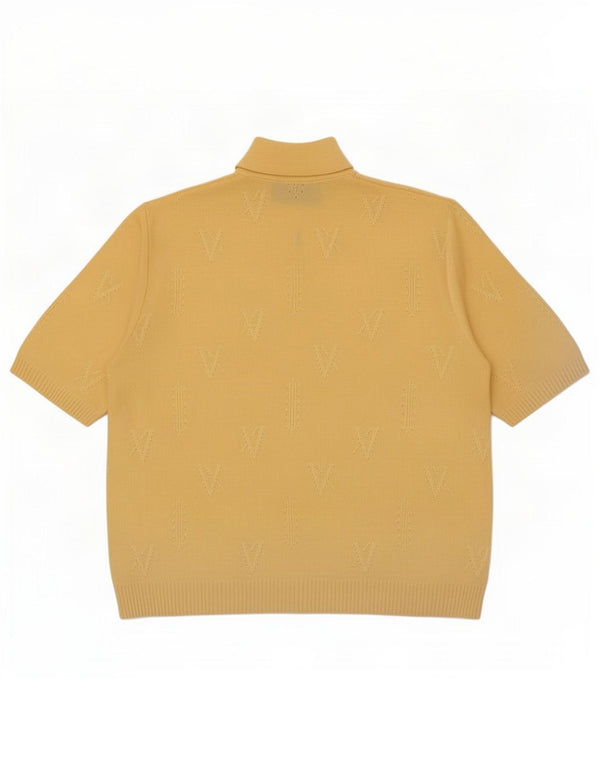 Canda Womens By C&A Polo Neck Jumper Sweater UK 16 Large Yellow Geometric